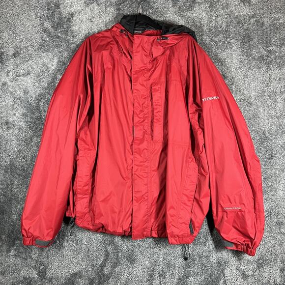 Columbia Titanium Jacket Mens 2XL Red Omni-Tech Packable Waterproof Hooded Coat - Picture 1 of 10
